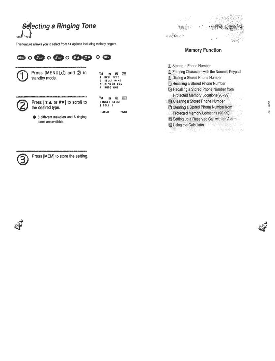 Audiovox CDM120 manual Press MENU,~, J Standbymode, Press * ...or #T To scroll, Desired type 