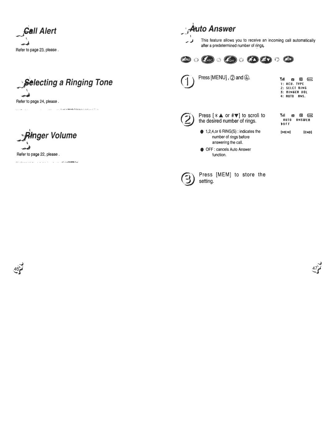 Audiovox CDM120 ~/ecting a Ringing Tone, Refer10page24,please, QII Alert Refer to page 23, please, Press Menu I ~ and @ 