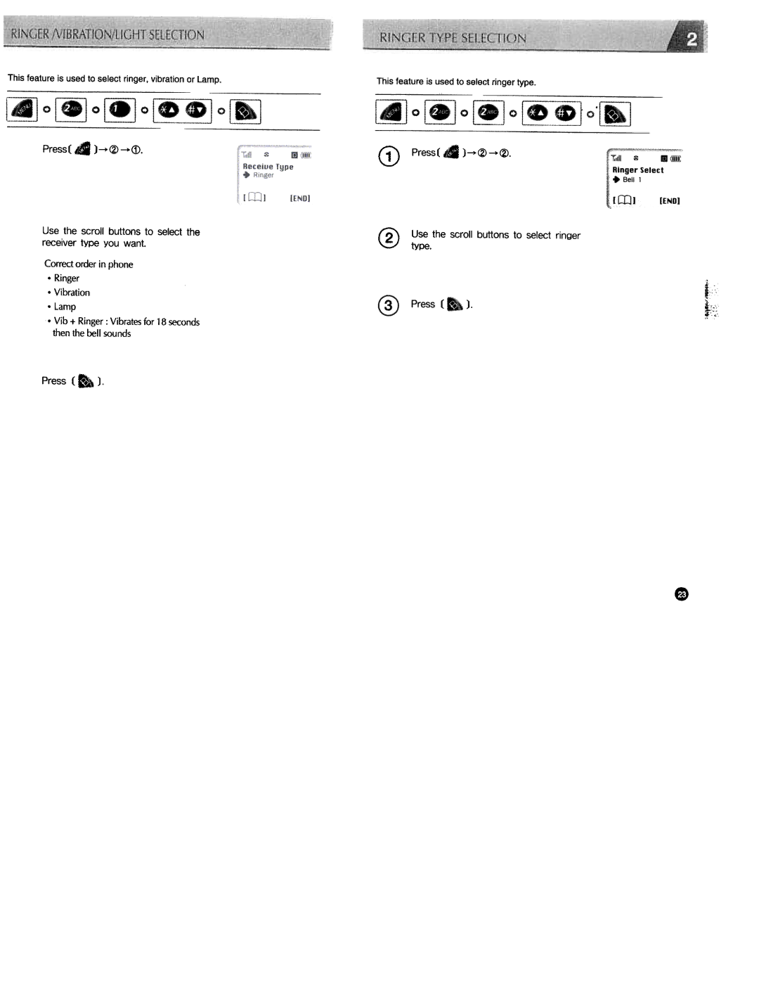 Audiovox CDM3300 manual Press This feature is used to select ringer type 