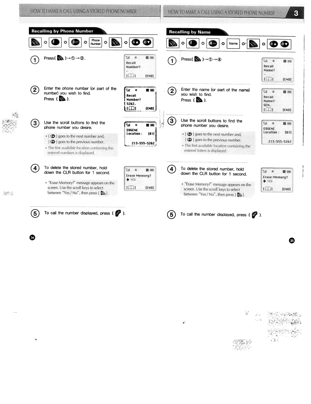 Audiovox CDM3300 manual Recall Number? ~S262, Enter the name or part of the name, ~ you wish to find. Press 