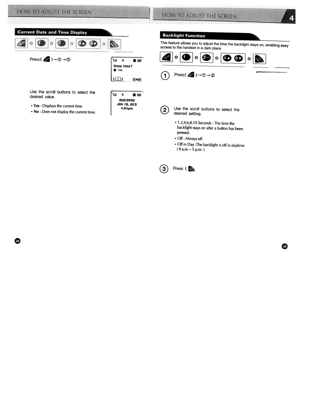 Audiovox CDM3300 manual Use the scroll buttons to select the desired value 