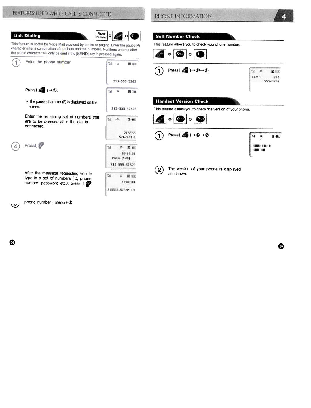 Audiovox CDM3300 manual FEATURESUSEDWHiLECALLtSCONNRGTEQ 