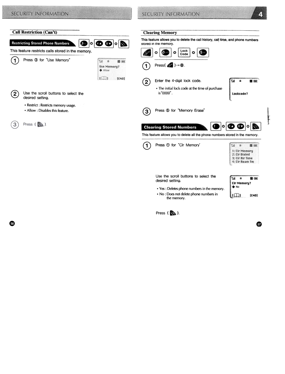 Audiovox CDM3300 manual Initial lock code at the time of purchase is0000 