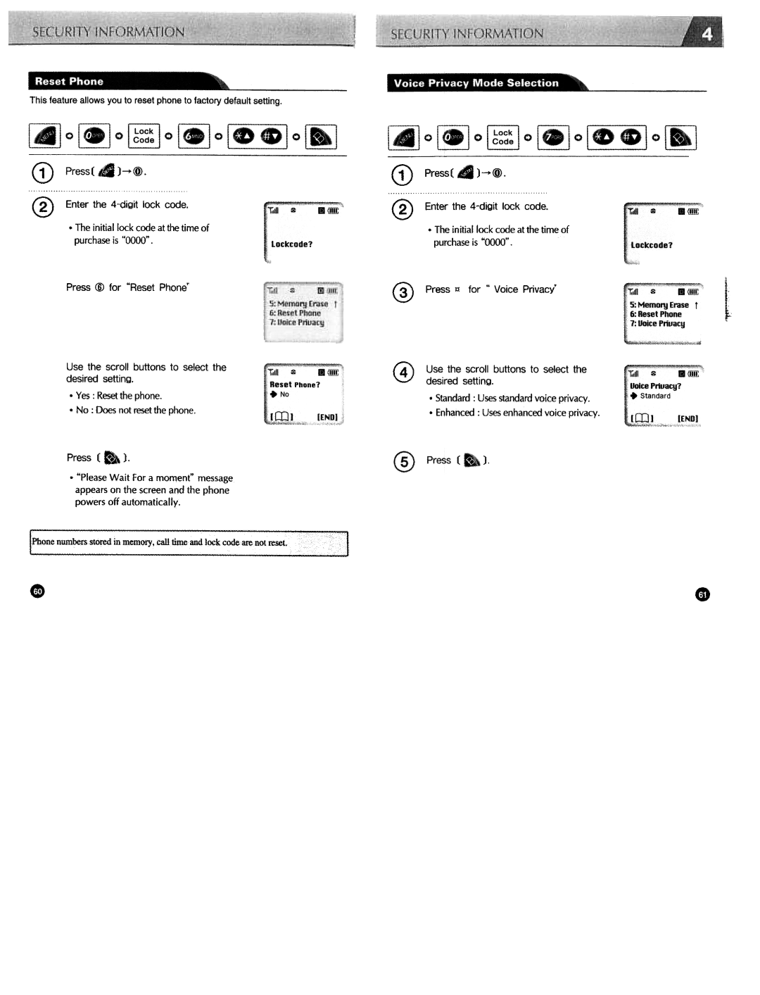 Audiovox CDM3300 manual Initial lock code at the time of purchase is 