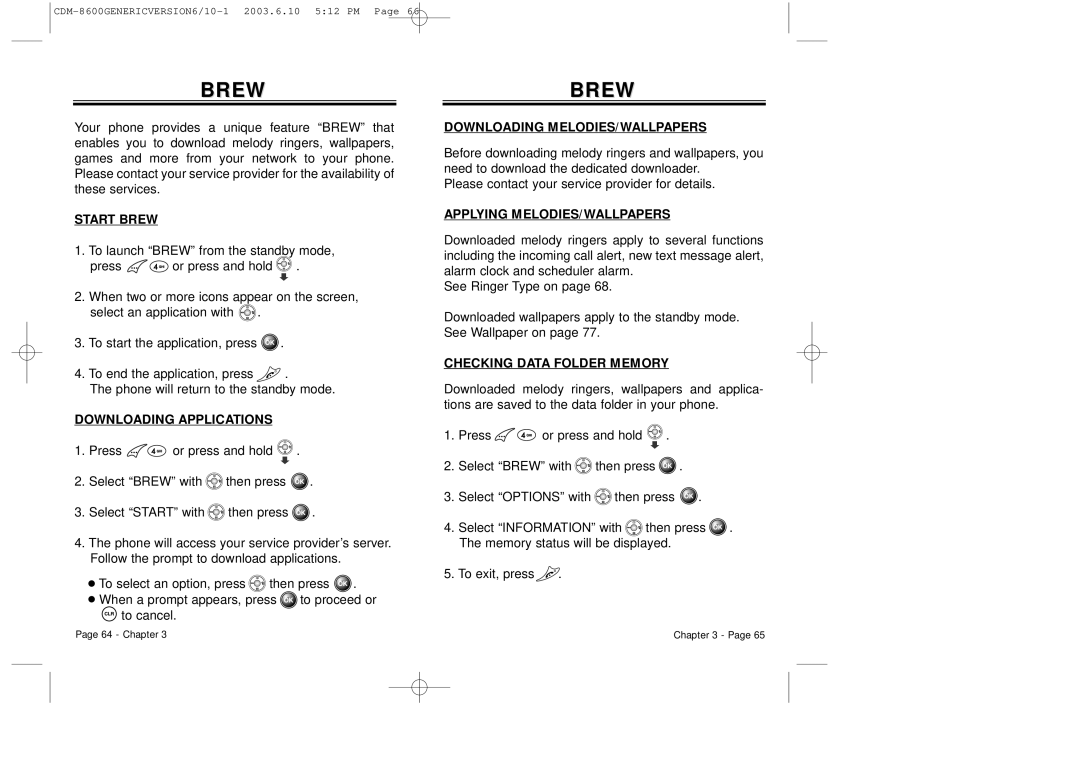 Audiovox CDM8600 owner manual Brew 