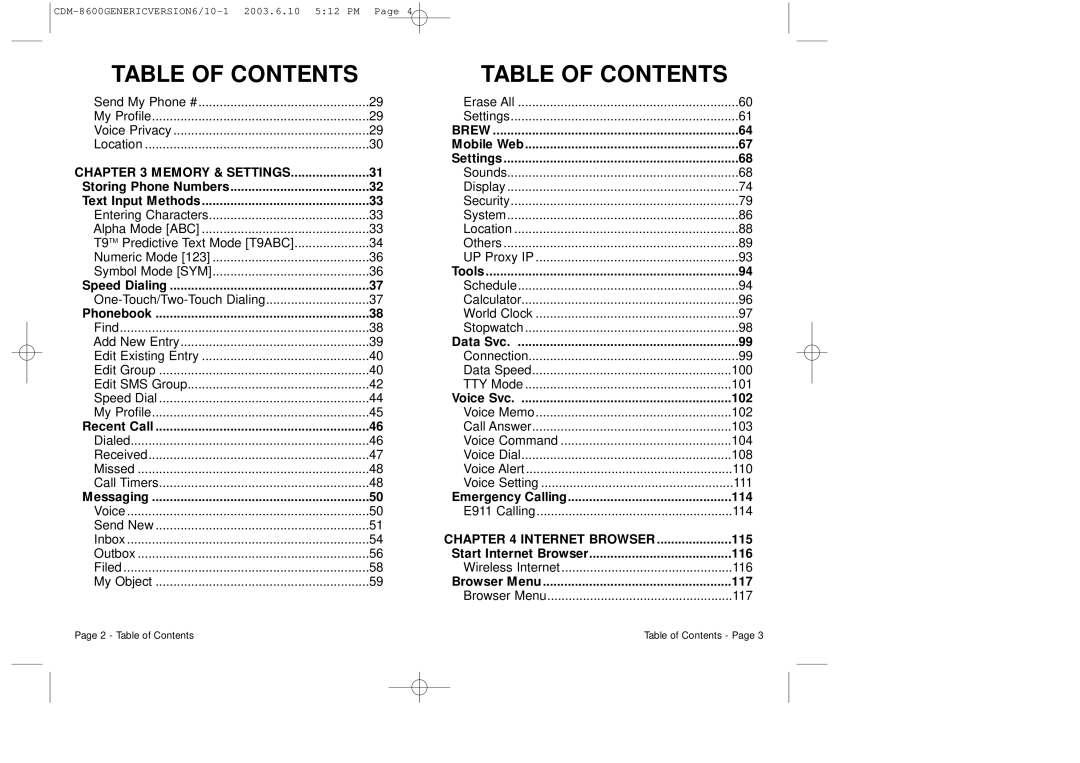 Audiovox CDM8600 owner manual Memory & Settings, Internet Browser 