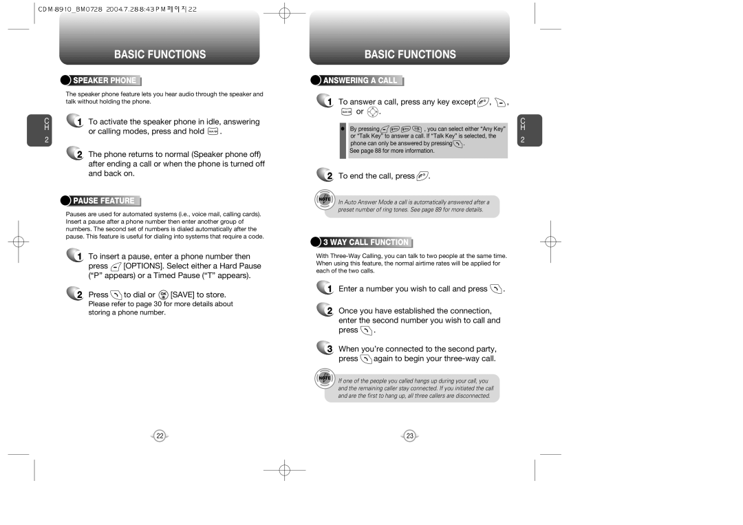 Audiovox CDM8910 manual To answer a call, press any key except, To end the call, press 