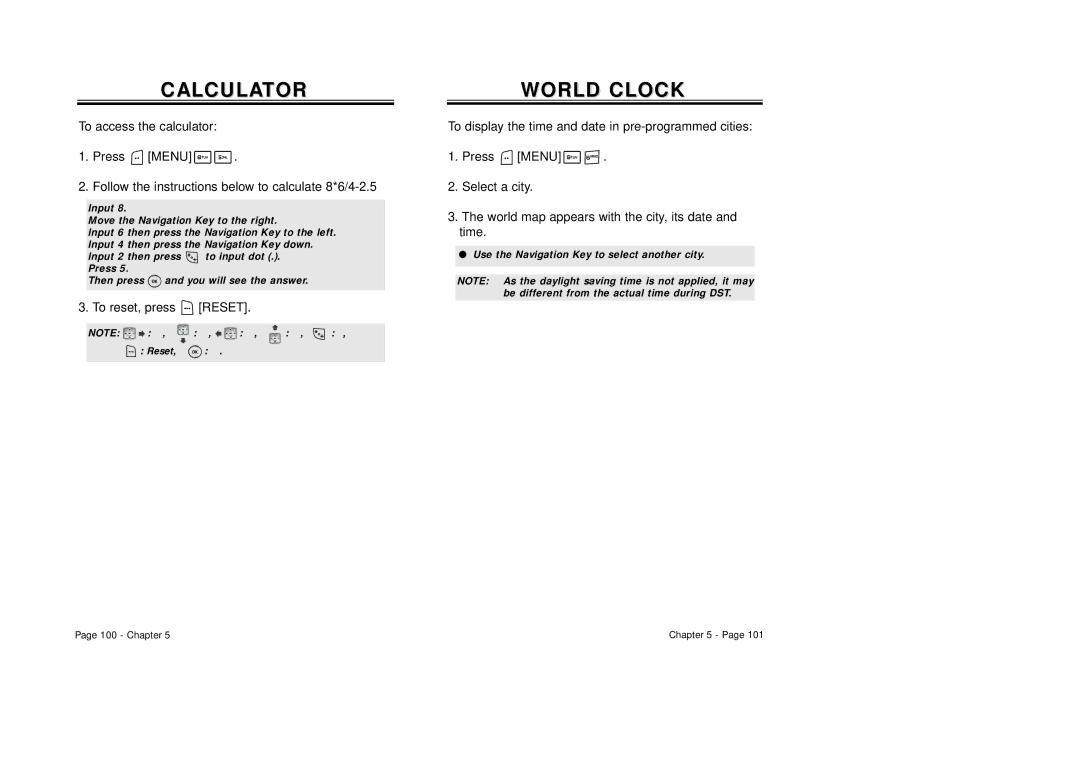 Audiovox CDM8940 manual Calculator, To reset, press Reset 