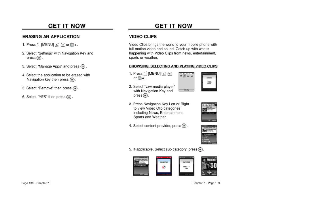 Audiovox CDM8940 manual Erasing AN Application, BROWSING, Selecting and Playing Video Clips 