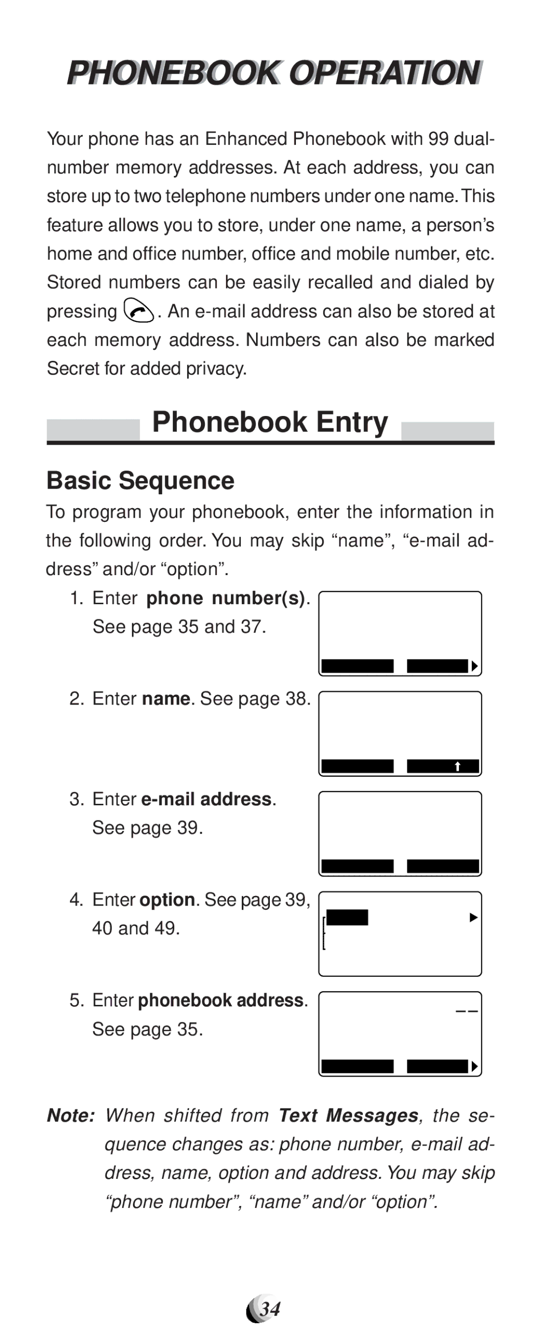 Audiovox CDM9100 manual Phonebook Operationi, Phonebook Entry, Basic Sequence 