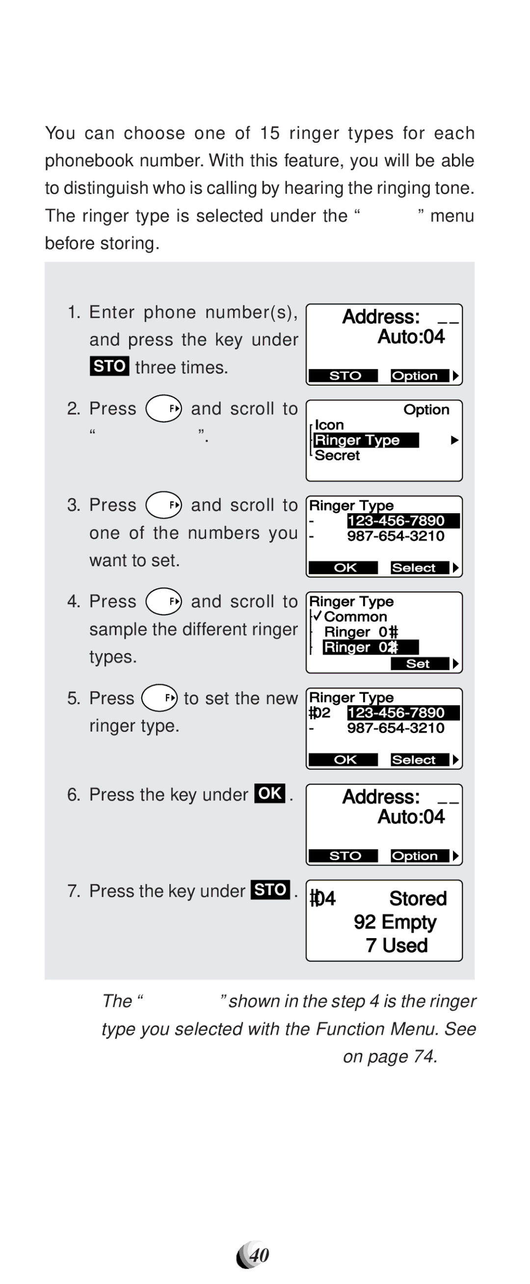 Audiovox CDM9100 manual Address Auto04, Ringer Type 