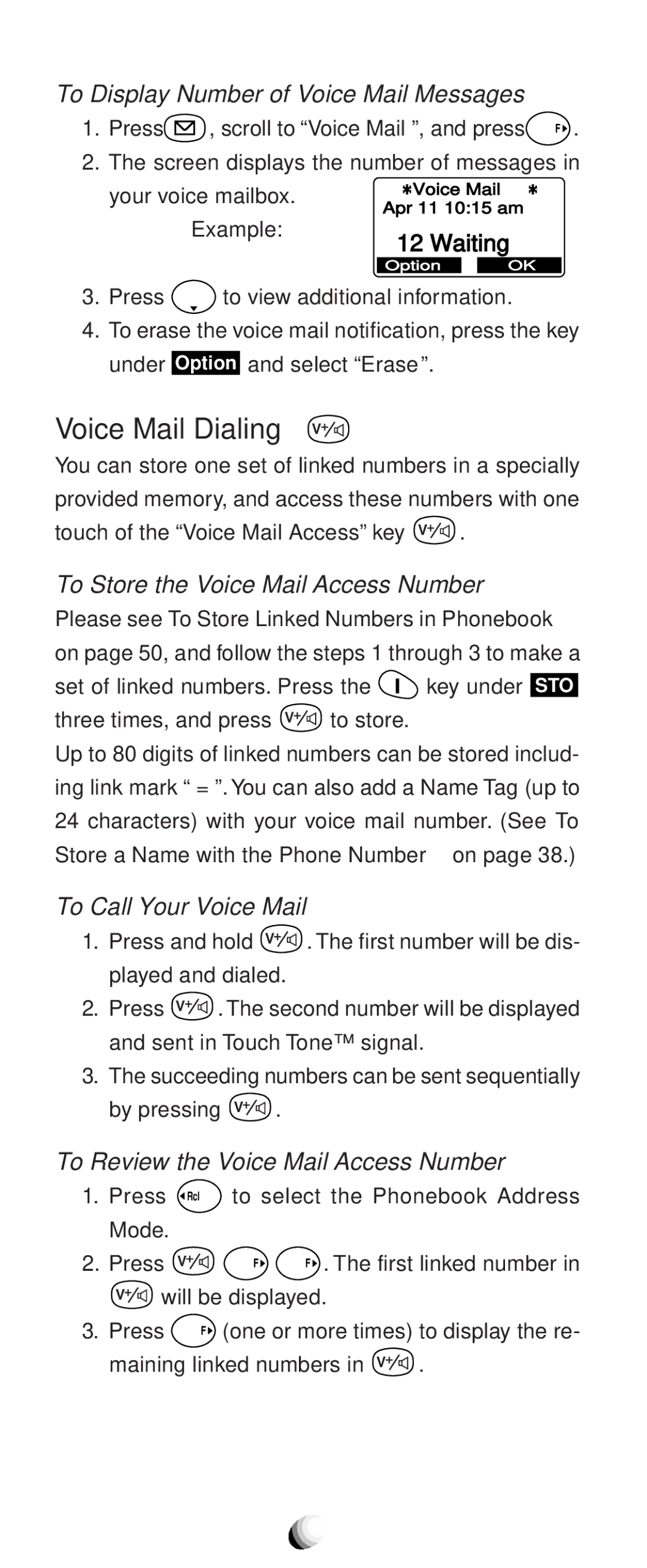 Audiovox CDM9100 manual Voice Mail Dialing, To Display Number of Voice Mail Messages, To Store the Voice Mail Access Number 