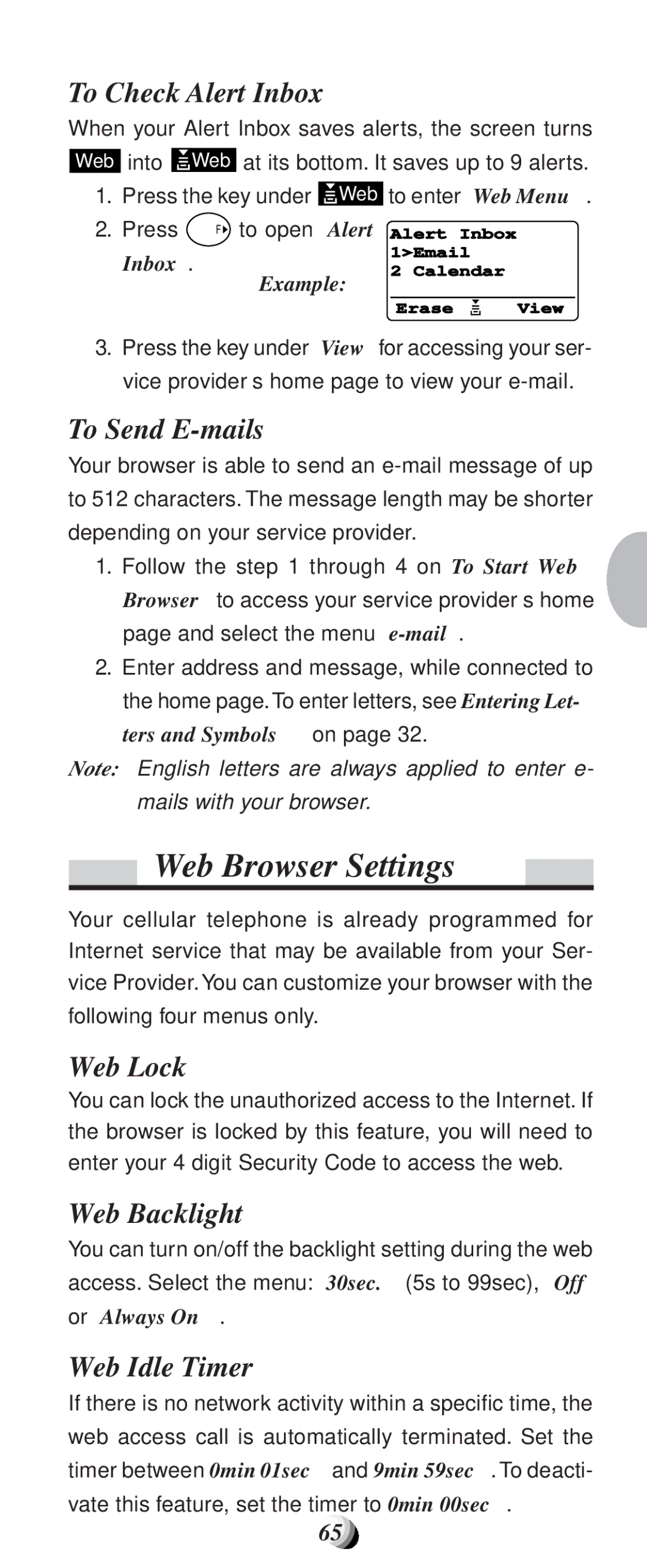 Audiovox CDM9100 manual Web Browser Settings 