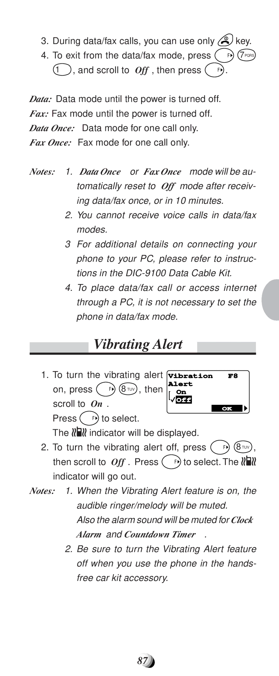 Audiovox CDM9100 manual Vibrating Alert 