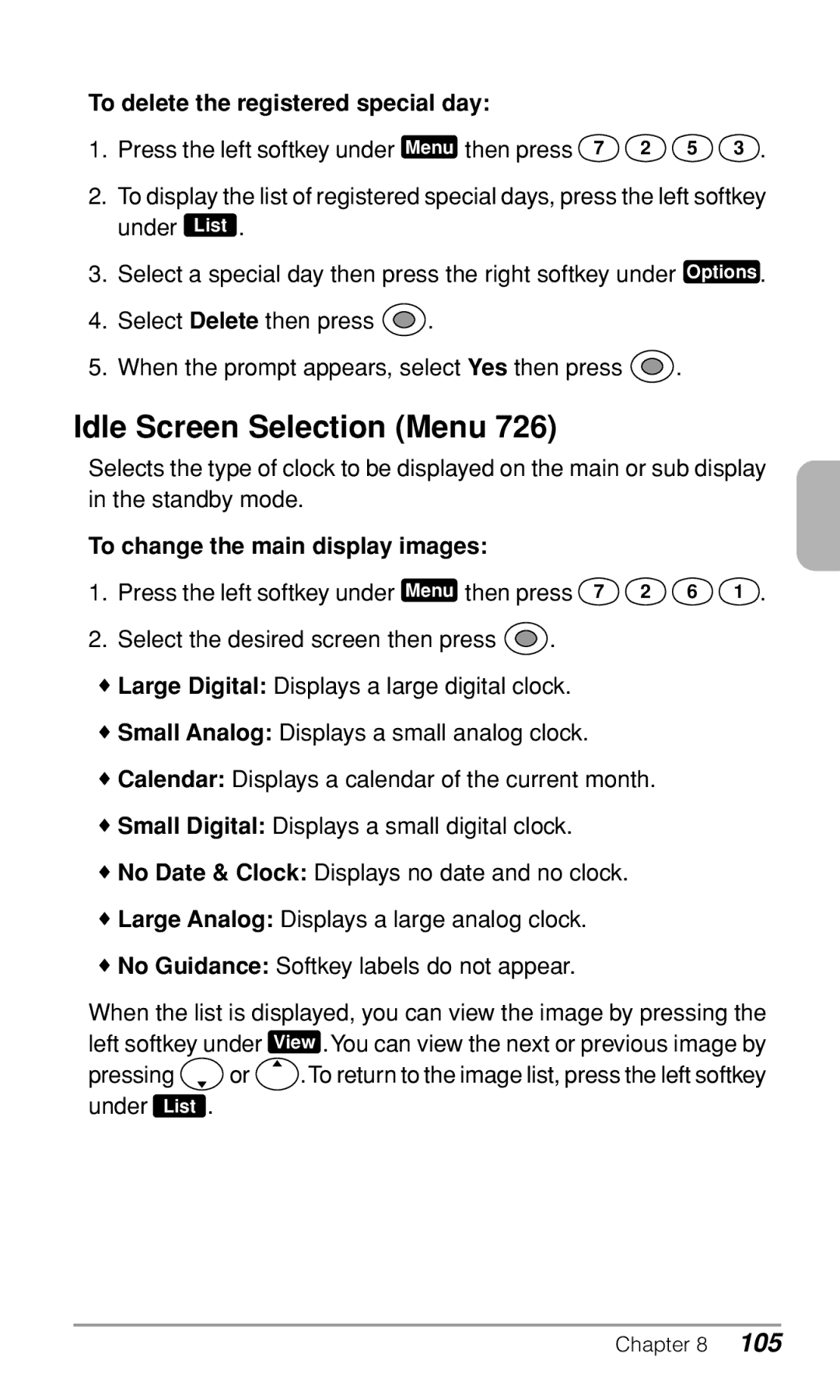 Audiovox CDM9900 owner manual Idle Screen Selection Menu 