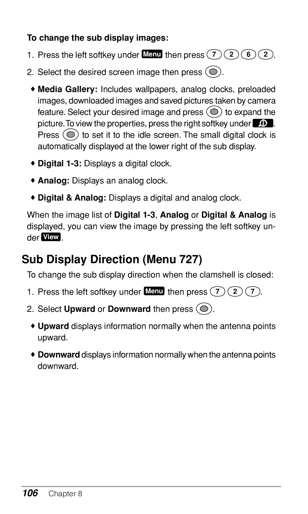 Audiovox CDM9900 owner manual Sub Display Direction Menu 