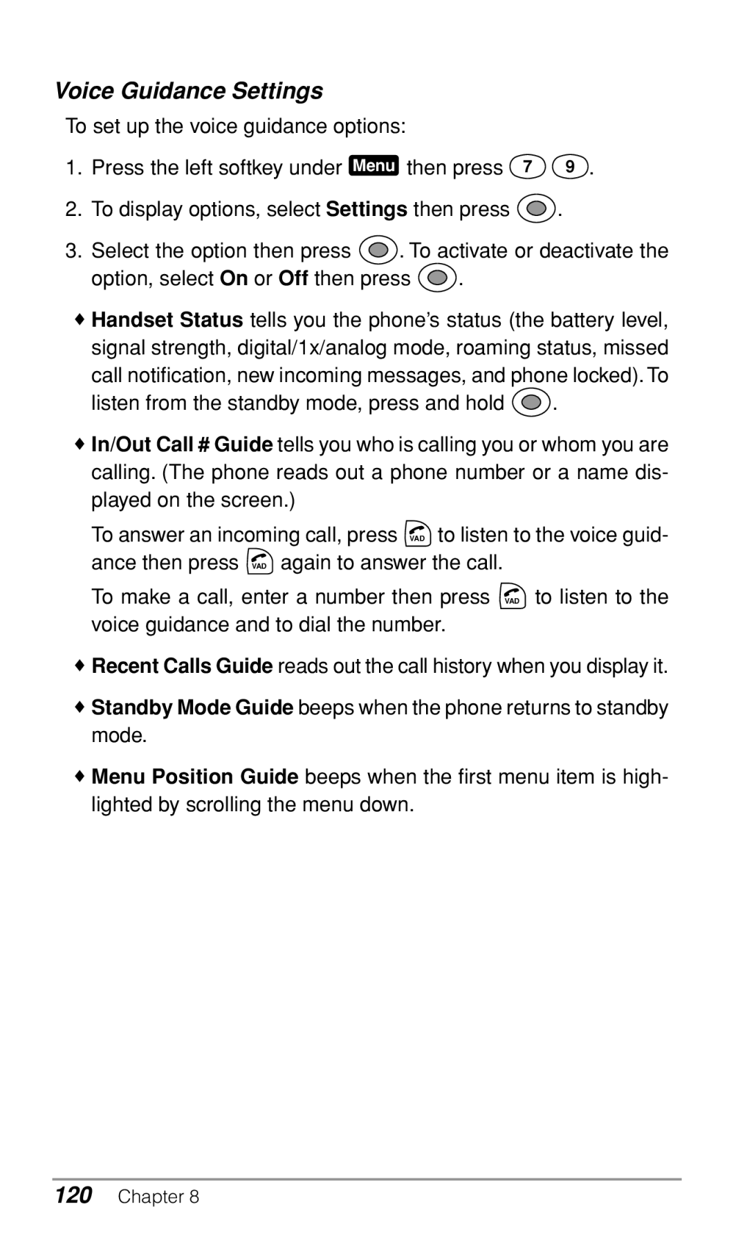 Audiovox CDM9900 owner manual Voice Guidance Settings 