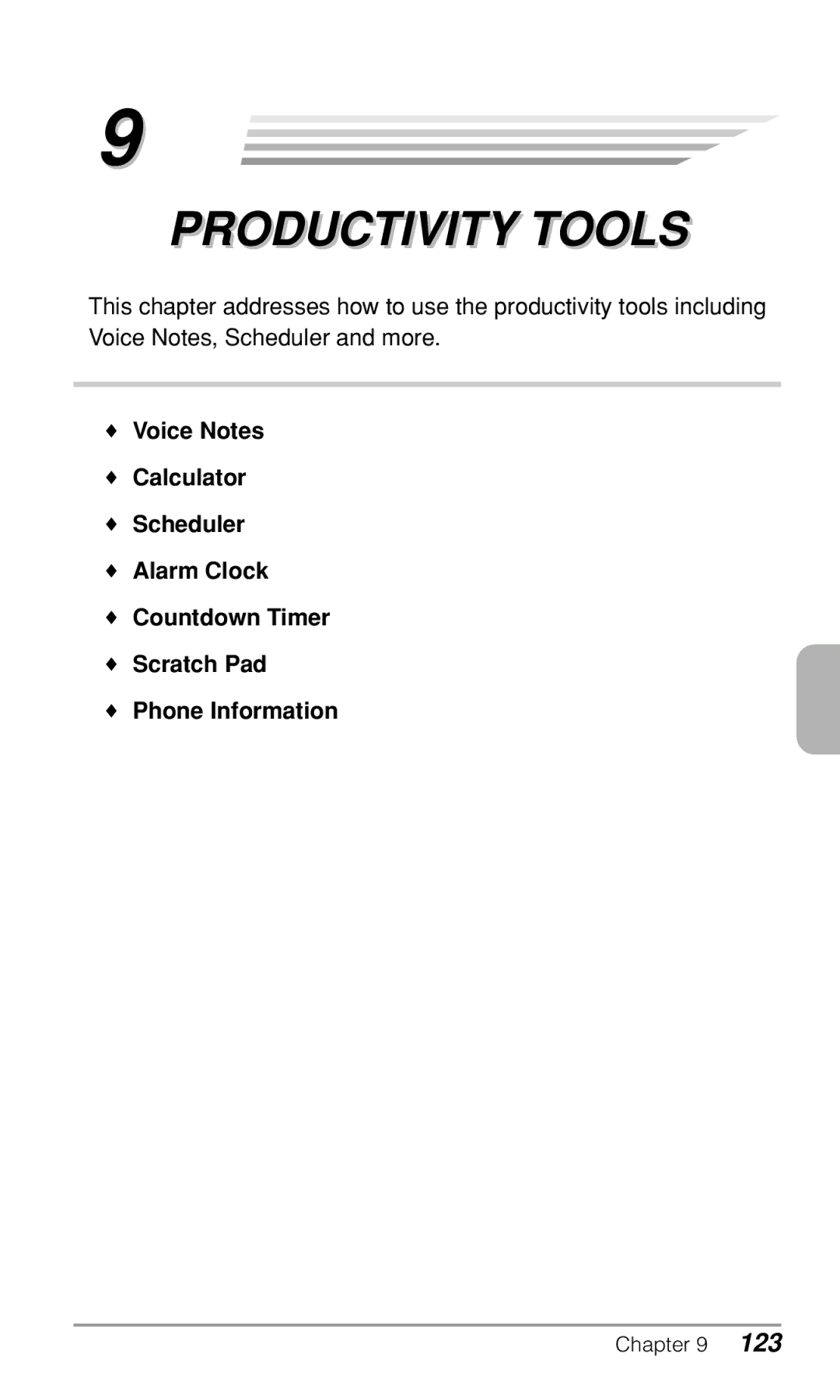 Audiovox CDM9900 owner manual Productivity Tools 