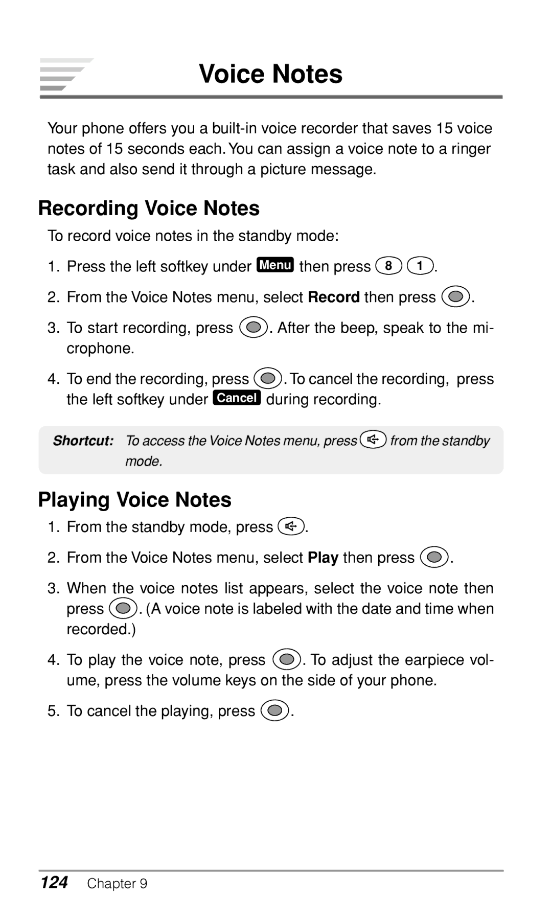 Audiovox CDM9900 owner manual Recording Voice Notes, Playing Voice Notes 