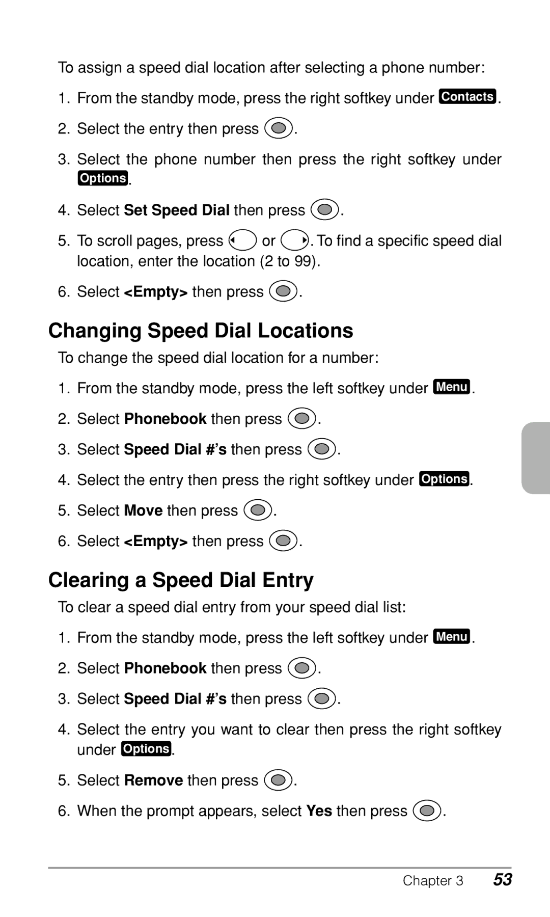 Audiovox CDM9900 owner manual Changing Speed Dial Locations, Clearing a Speed Dial Entry 