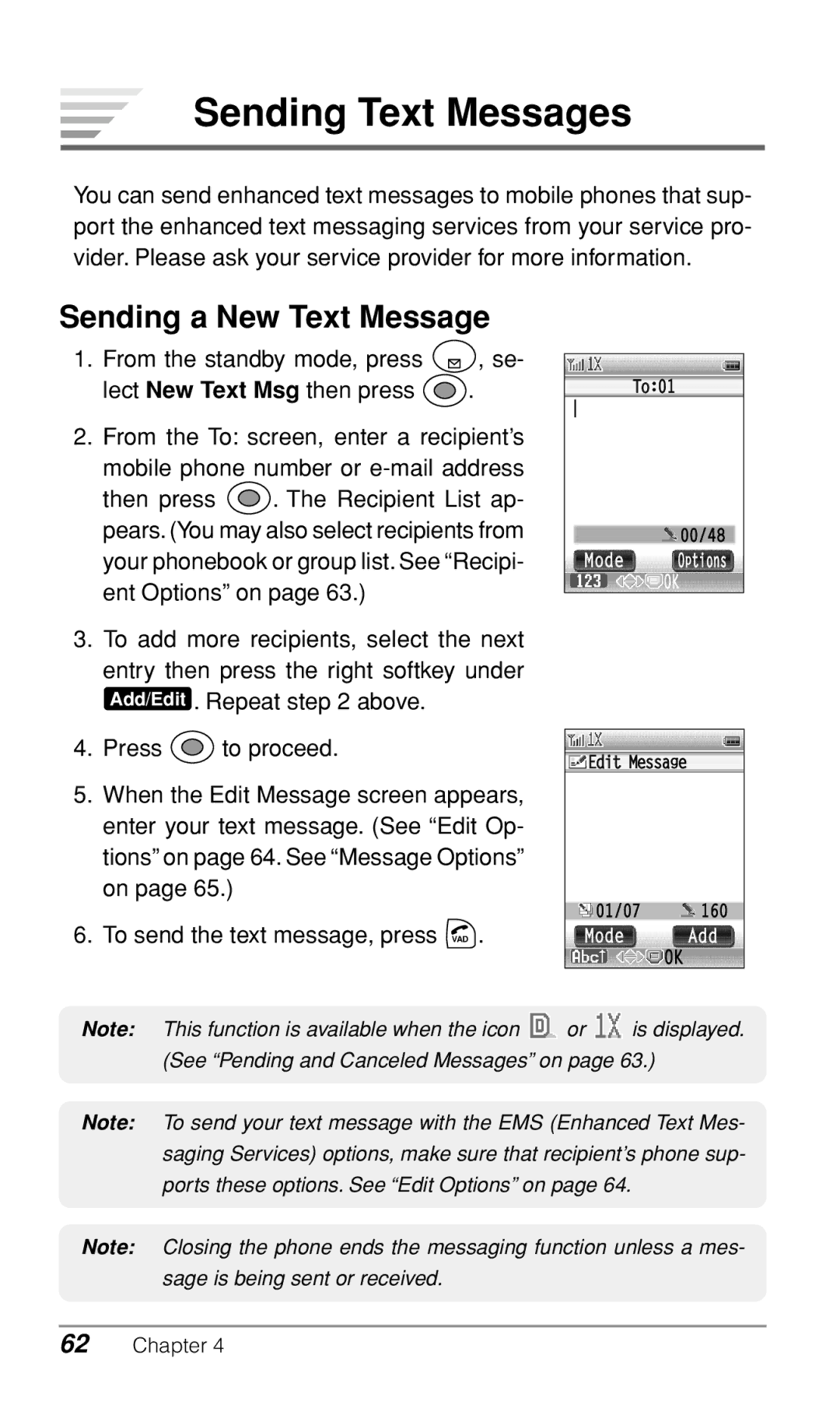 Audiovox CDM9900 owner manual Sending Text Messages, Sending a New Text Message 