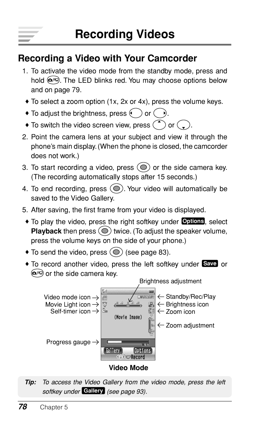 Audiovox CDM9900 owner manual Recording Videos, Recording a Video with Your Camcorder, Video Mode 