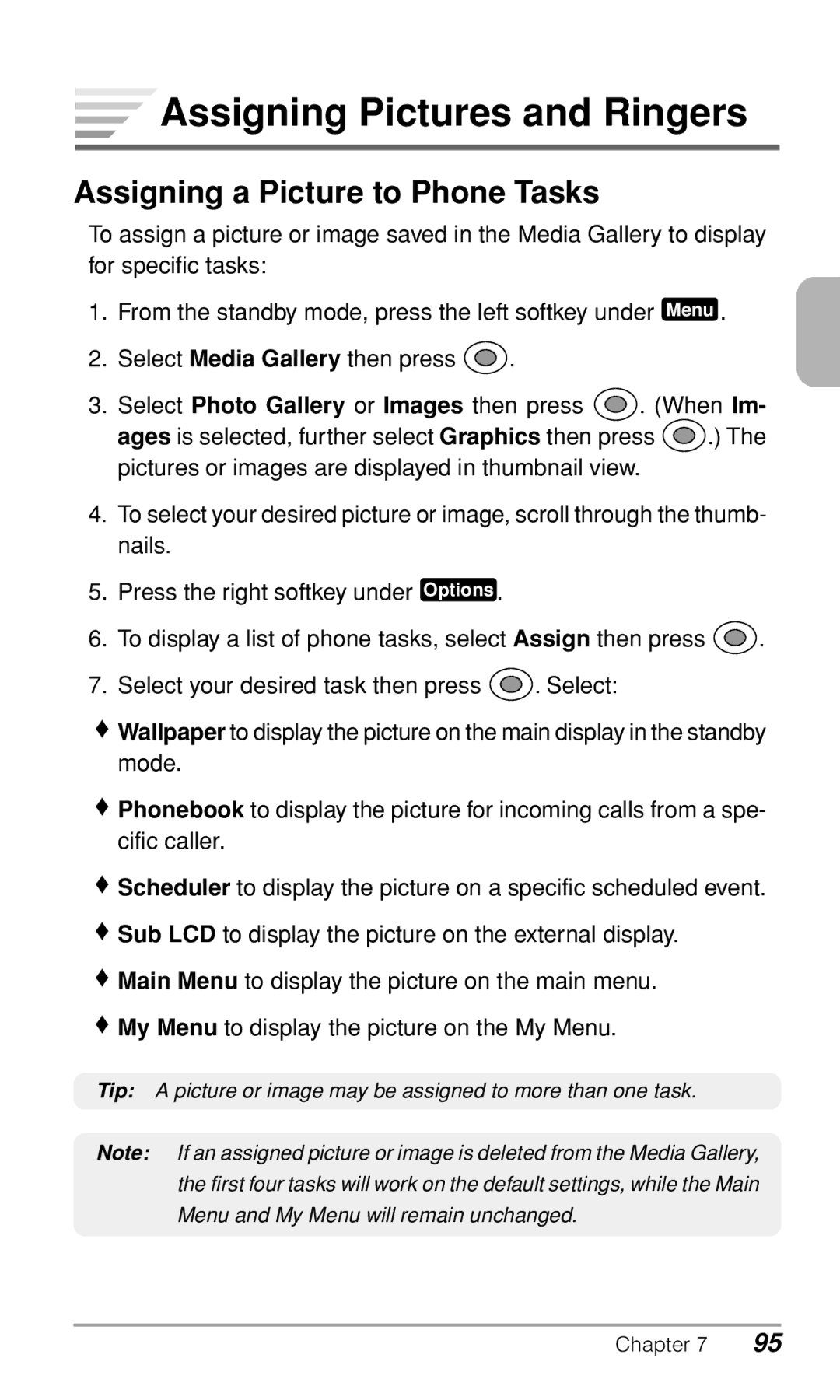 Audiovox CDM9900 owner manual Assigning Pictures and Ringers, Assigning a Picture to Phone Tasks 