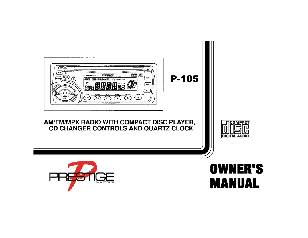 Audiovox CE105 manual Owners Manual 