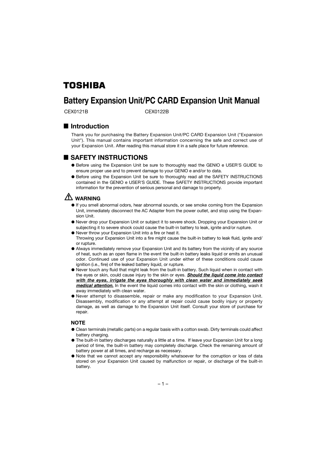 Audiovox CEX0122B manual Battery Expansion Unit/PC Card Expansion Unit Manual, Introduction 