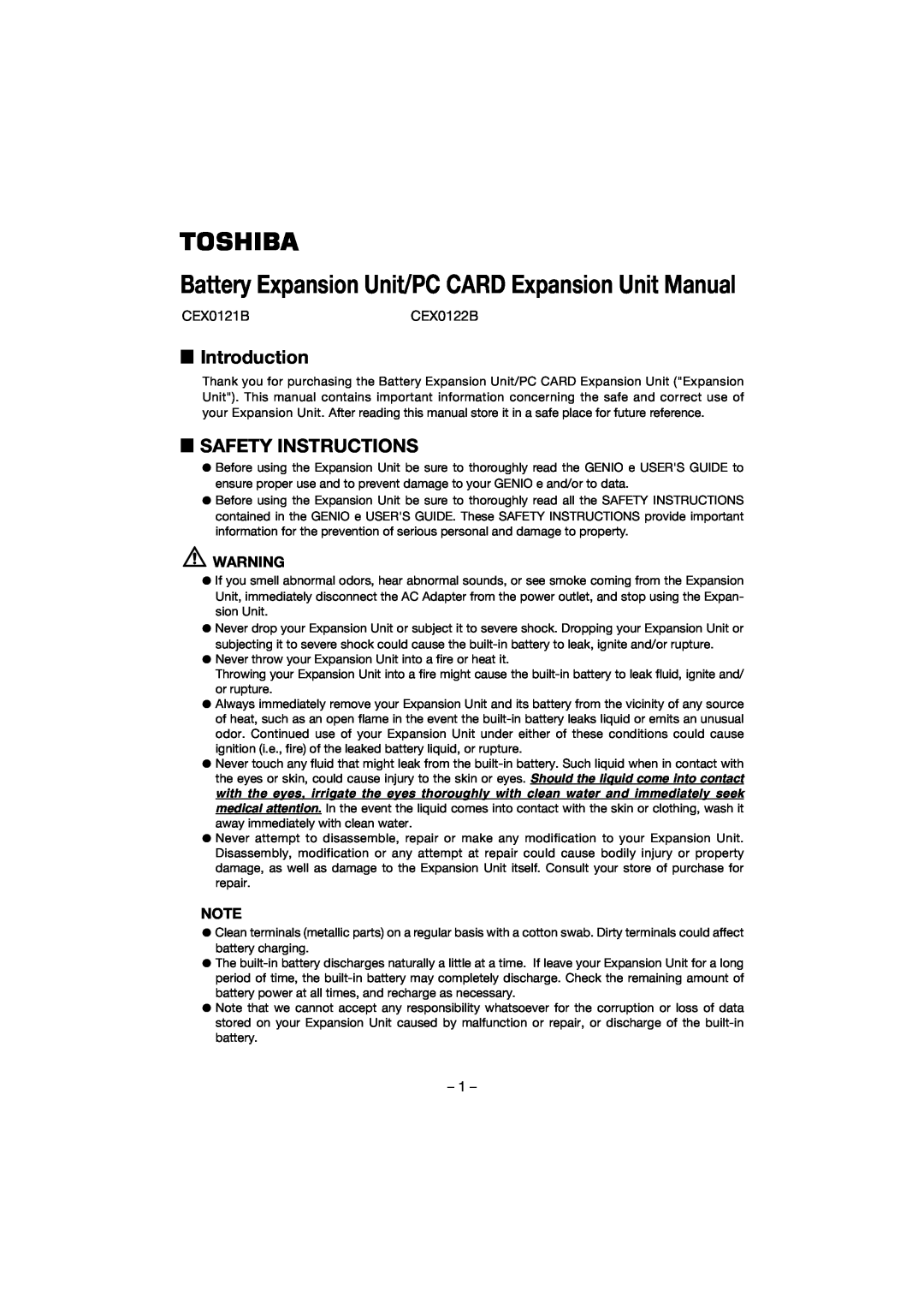 Audiovox CEX0122B manual L Introduction, L Safety Instructions, Battery Expansion Unit/PC CARD Expansion Unit Manual 