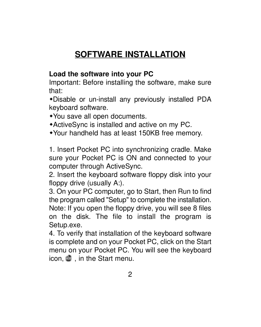 Audiovox CKP-2032 manual Software Installation, Load the software into your PC 