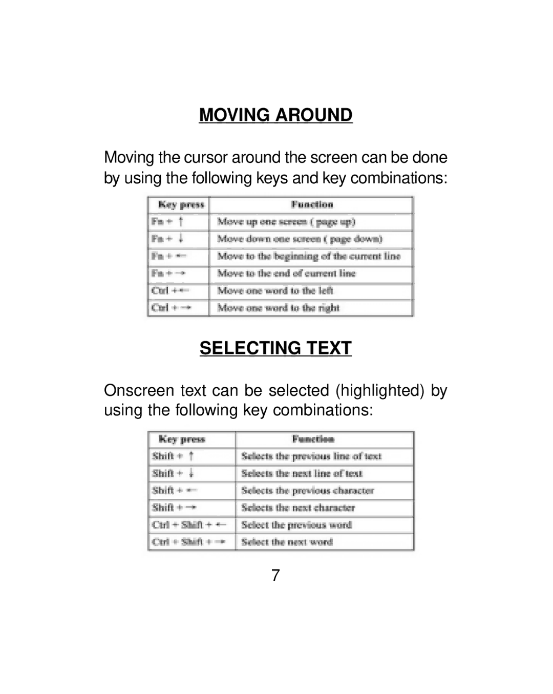 Audiovox CKP-2032 manual Moving around, Selecting Text 