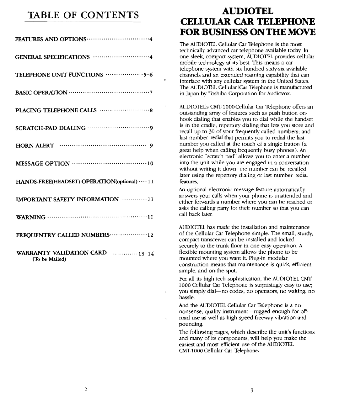 Audiovox CMT-1000 manual 