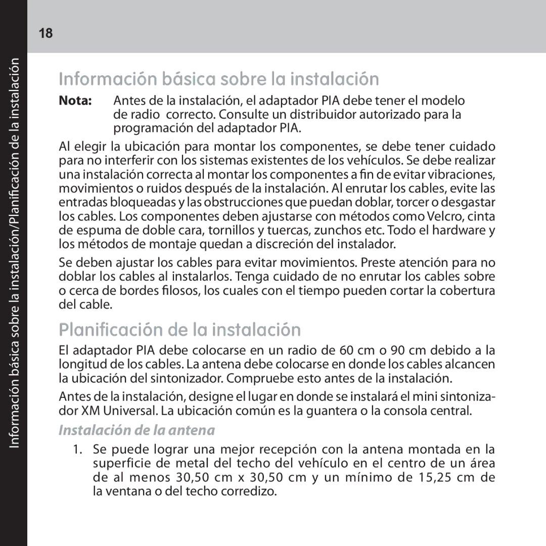 Audiovox CNP2000UC manual Información básica sobre la instalación, Instalación de la antena 