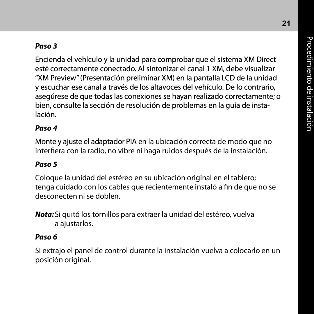 Audiovox CNP2000UC manual Procedimiento de instalación 