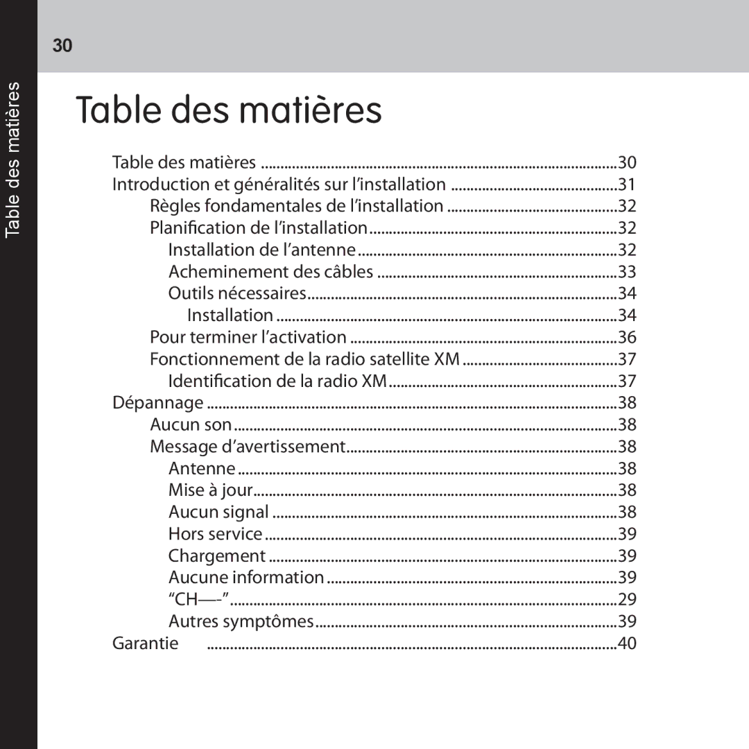 Audiovox CNP2000UC manual Table des matières 