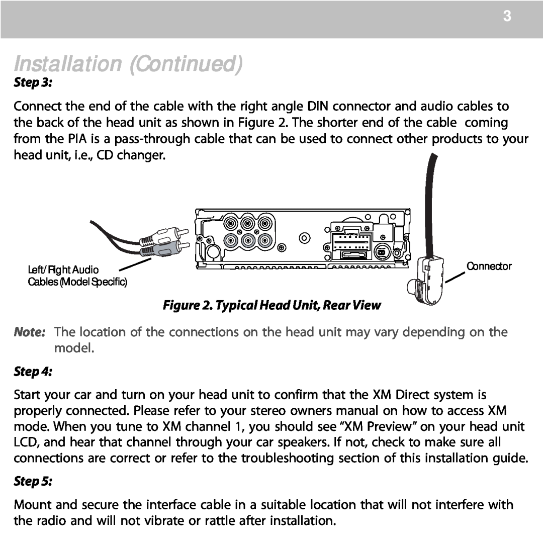 Audiovox 128-7984A, CNPSON1 manual Installation Continued, Typical Head Unit, Rear View, Step 