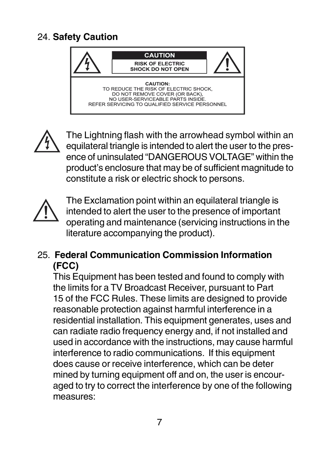 Audiovox D1210 owner manual Safety Caution, Federal Communication Commission Information FCC 