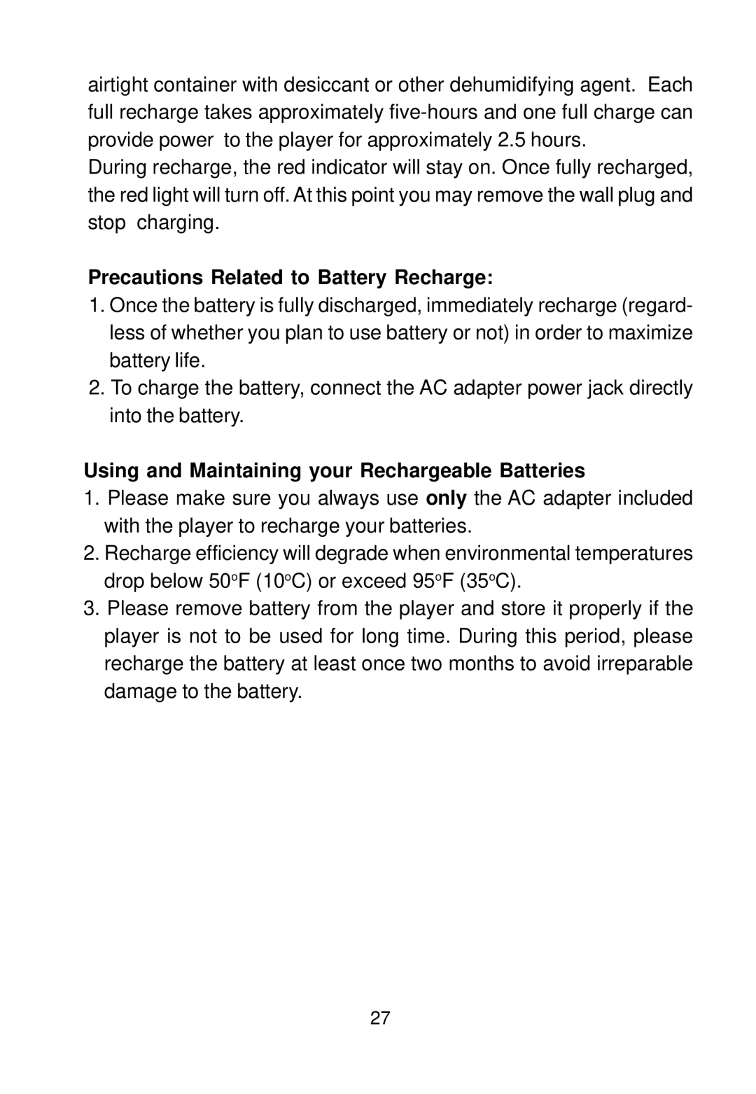 Audiovox D1500A manual Precautions Related to Battery Recharge, Using and Maintaining your Rechargeable Batteries 