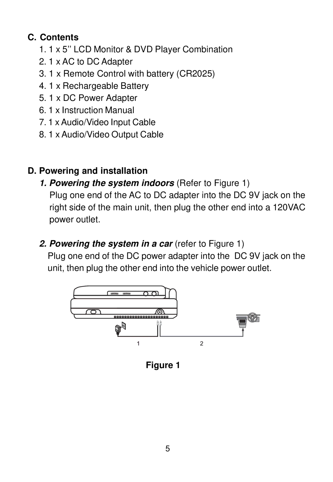 Audiovox D1500A manual Contents, Powering and installation 