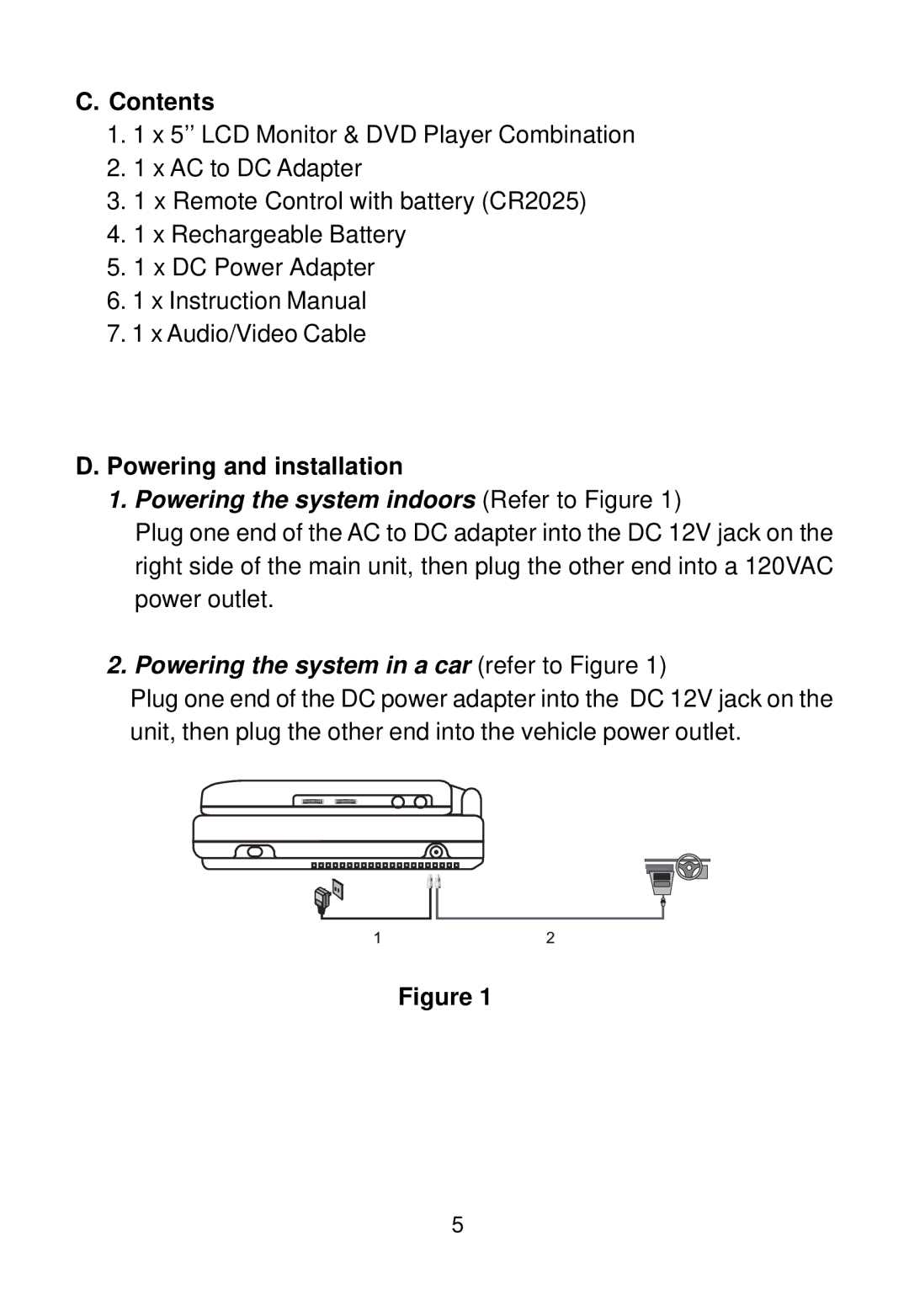 Audiovox D1500B manual Contents, Powering and installation 