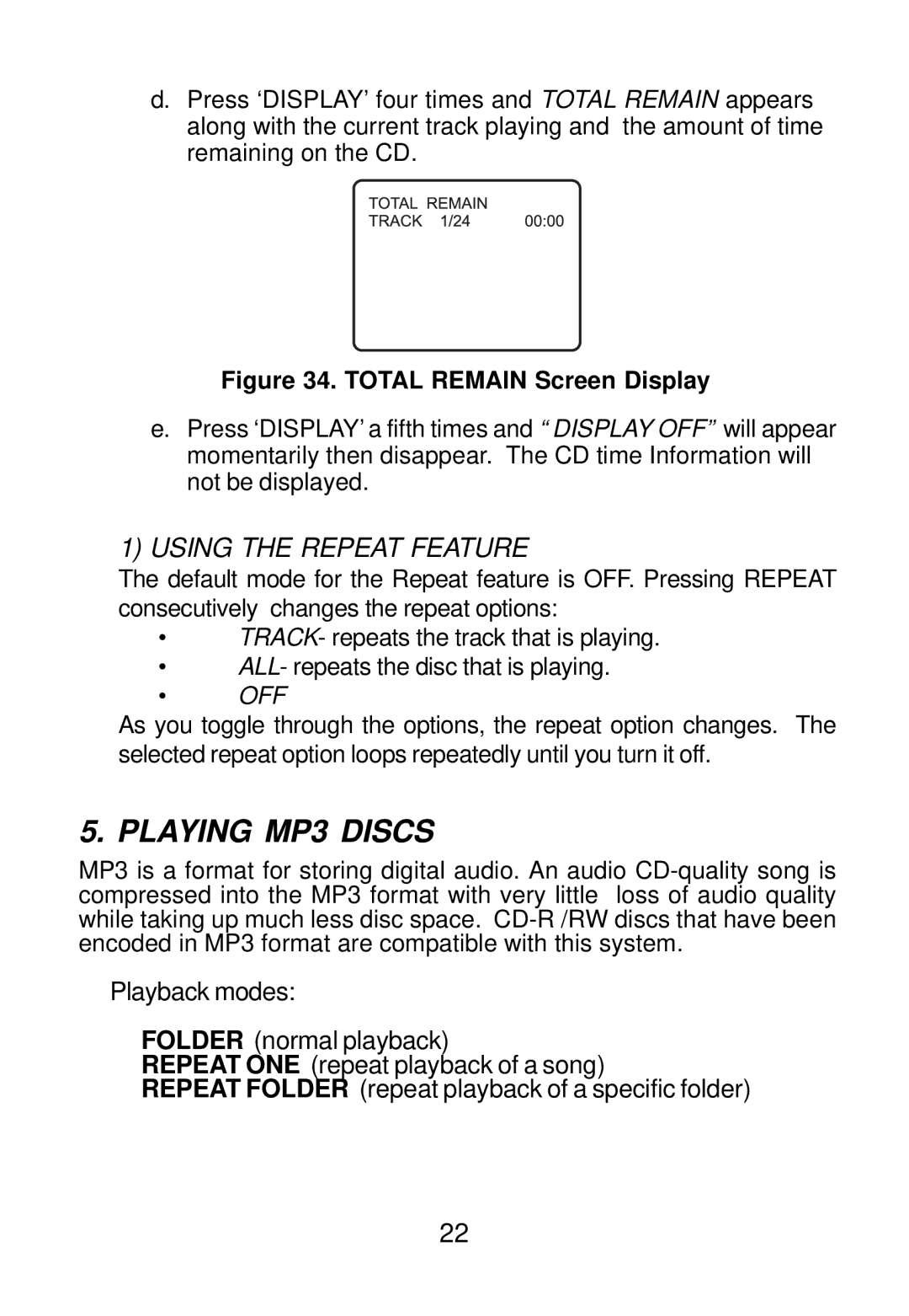 Audiovox D1501 manual Playing MP3 Discs 