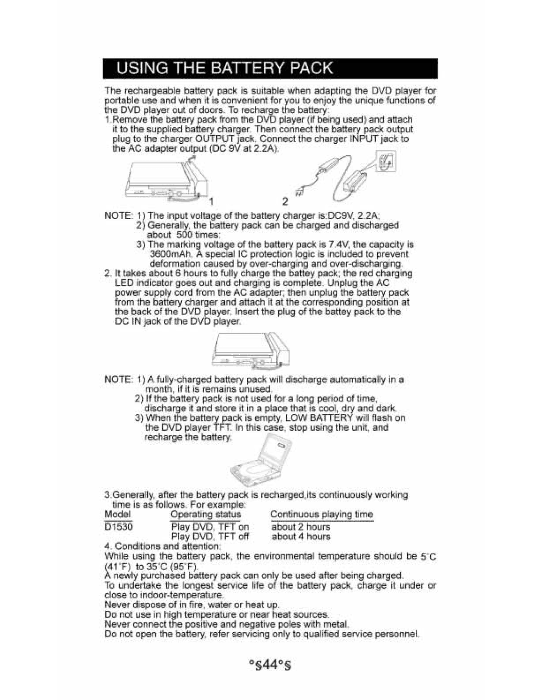 Audiovox D1530 manual 