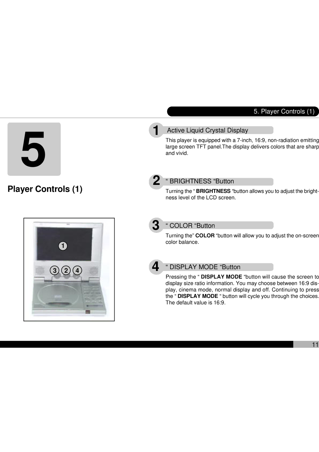 Audiovox D1700 owner manual Player Controls 