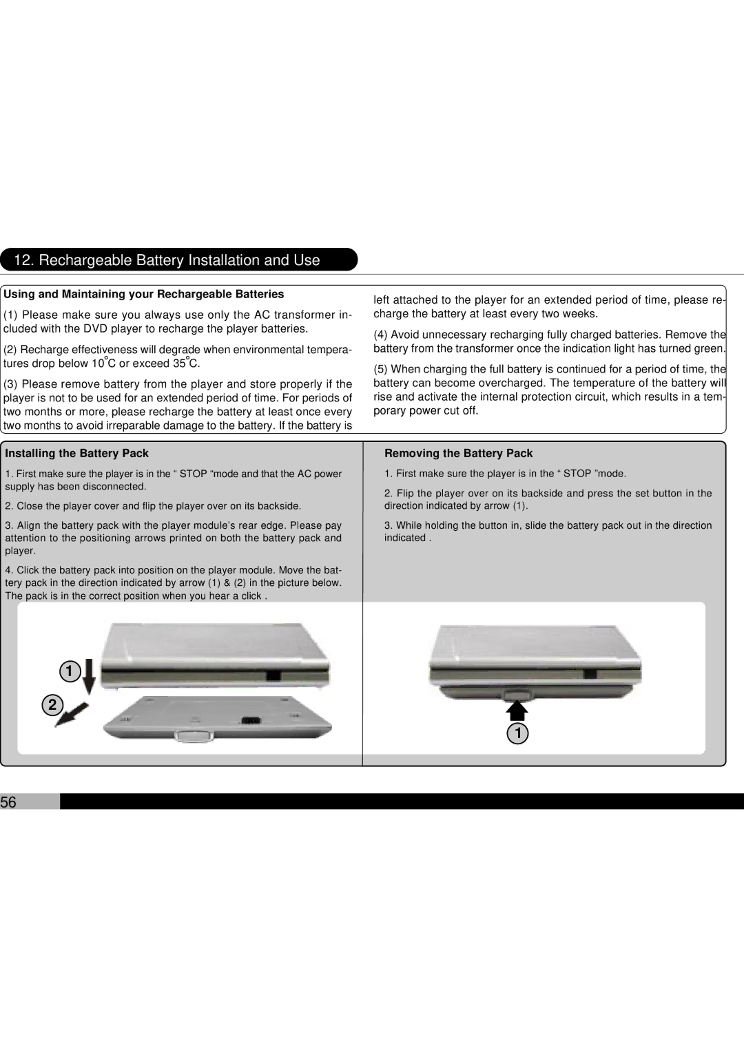 Audiovox D1700 owner manual Using and Maintaining your Rechargeable Batteries 