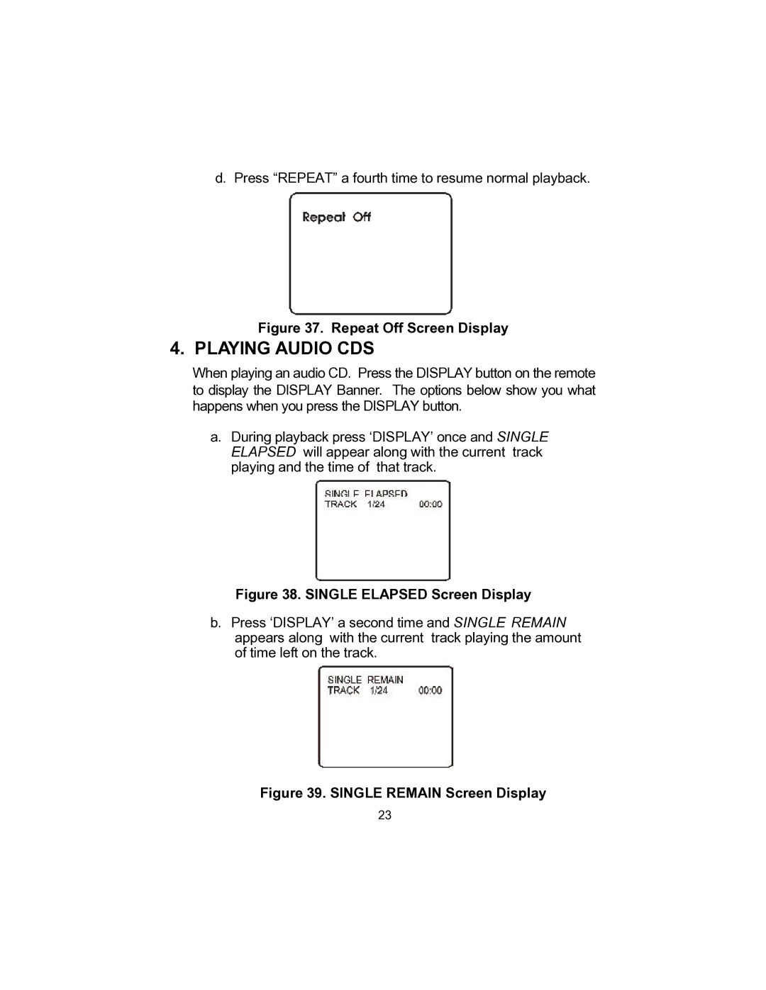 Audiovox D1705 owner manual Playing Audio CDS 