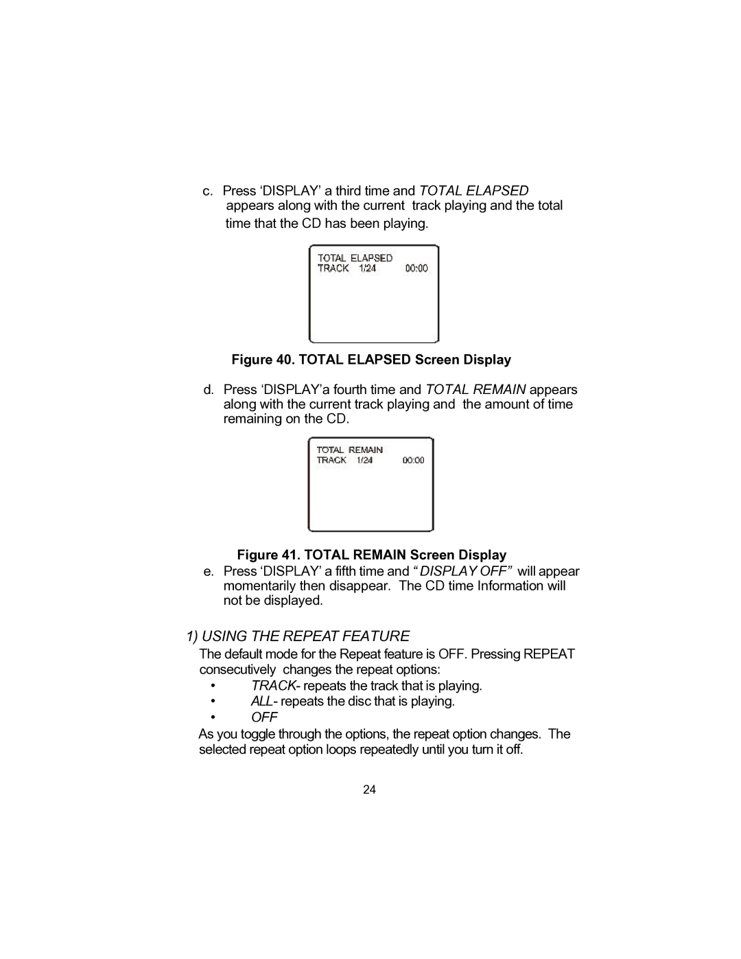 Audiovox D1705 owner manual Using the Repeat Feature 