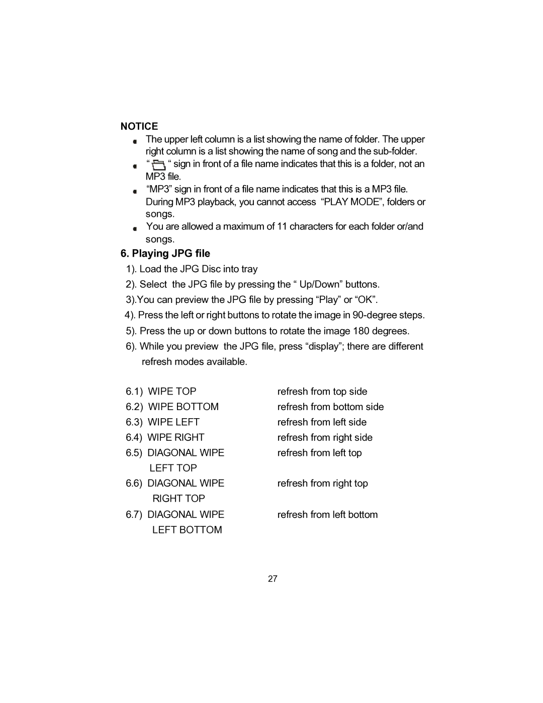 Audiovox D1705 owner manual Playing JPG file 