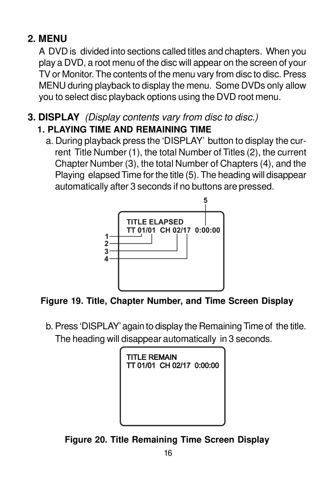 Audiovox D1708 manual Menu 