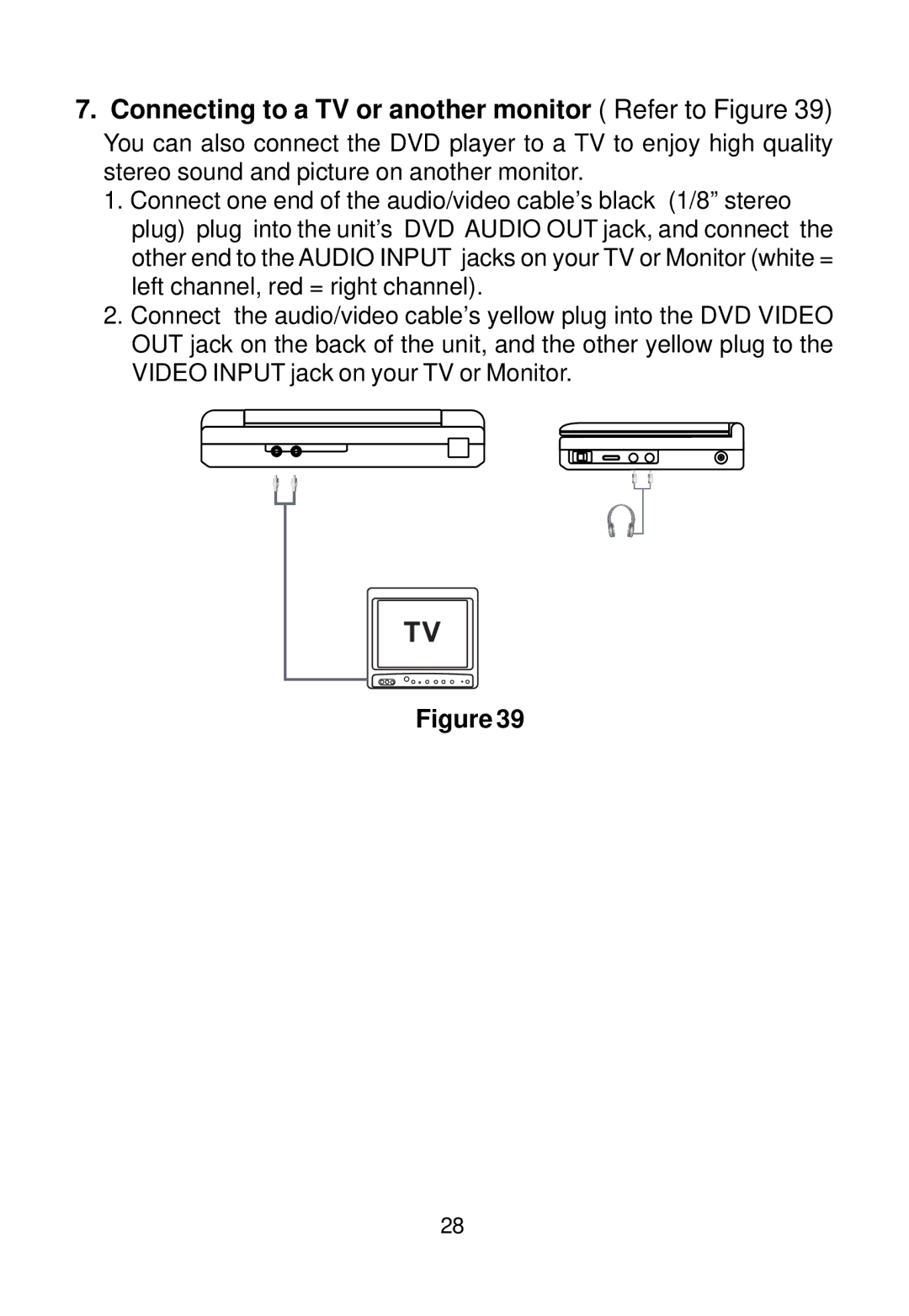 Audiovox D1708 manual Connecting to a TV or another monitor Refer to Figure 